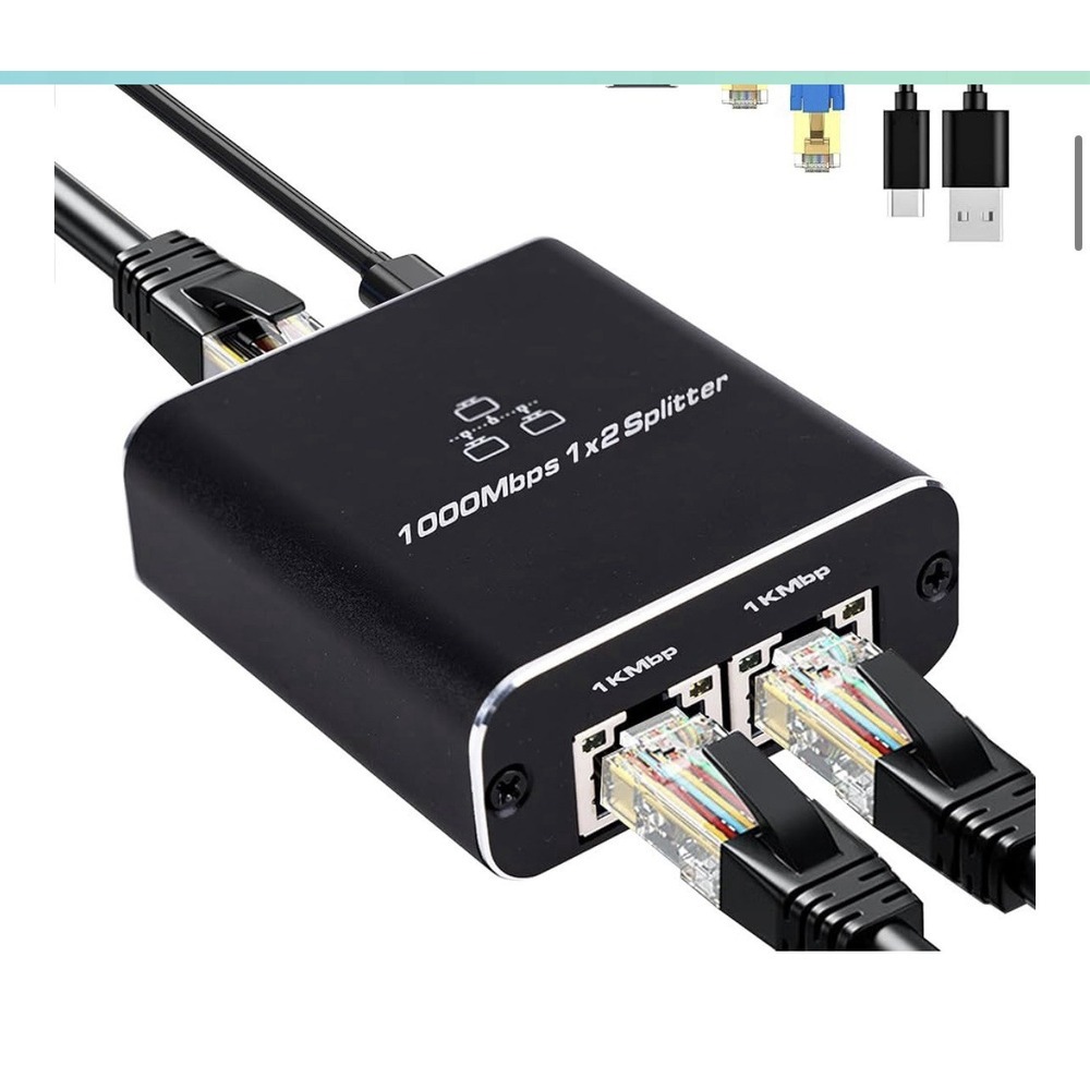 Gigabit Ethernet Splitter 1000Mbps LAN Network Internet 1‎ to 2 Out Adapter B-P
